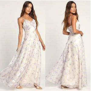 LULU’S | Endlessly Angelic Cream Floral Print Sleeveless Maxi Dress